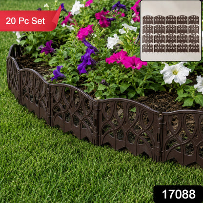 Decorative Plastic Garden Fence Border Set for Lawn, Yard & Flower Beds (20 Pc Set)