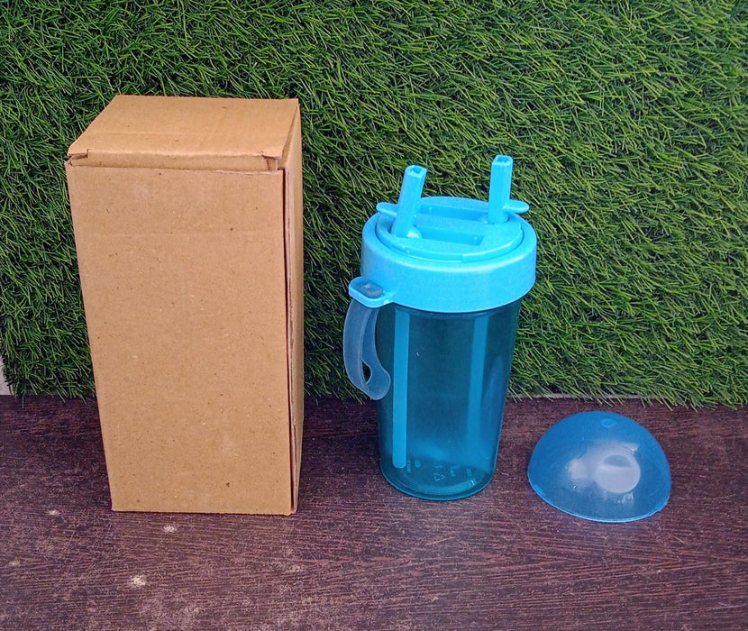 2 Drinks in 1 Cup Water Bottle, Stable Sturdy Dual Use Bottle 2 Straws for Shopping Travel for Outdoor Activities (1 Pc)