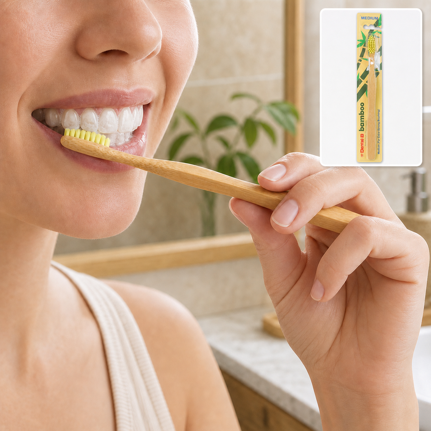 Bamboo Toothbrush – Eco-Friendly Medium Bristles for Gentle Cleaning