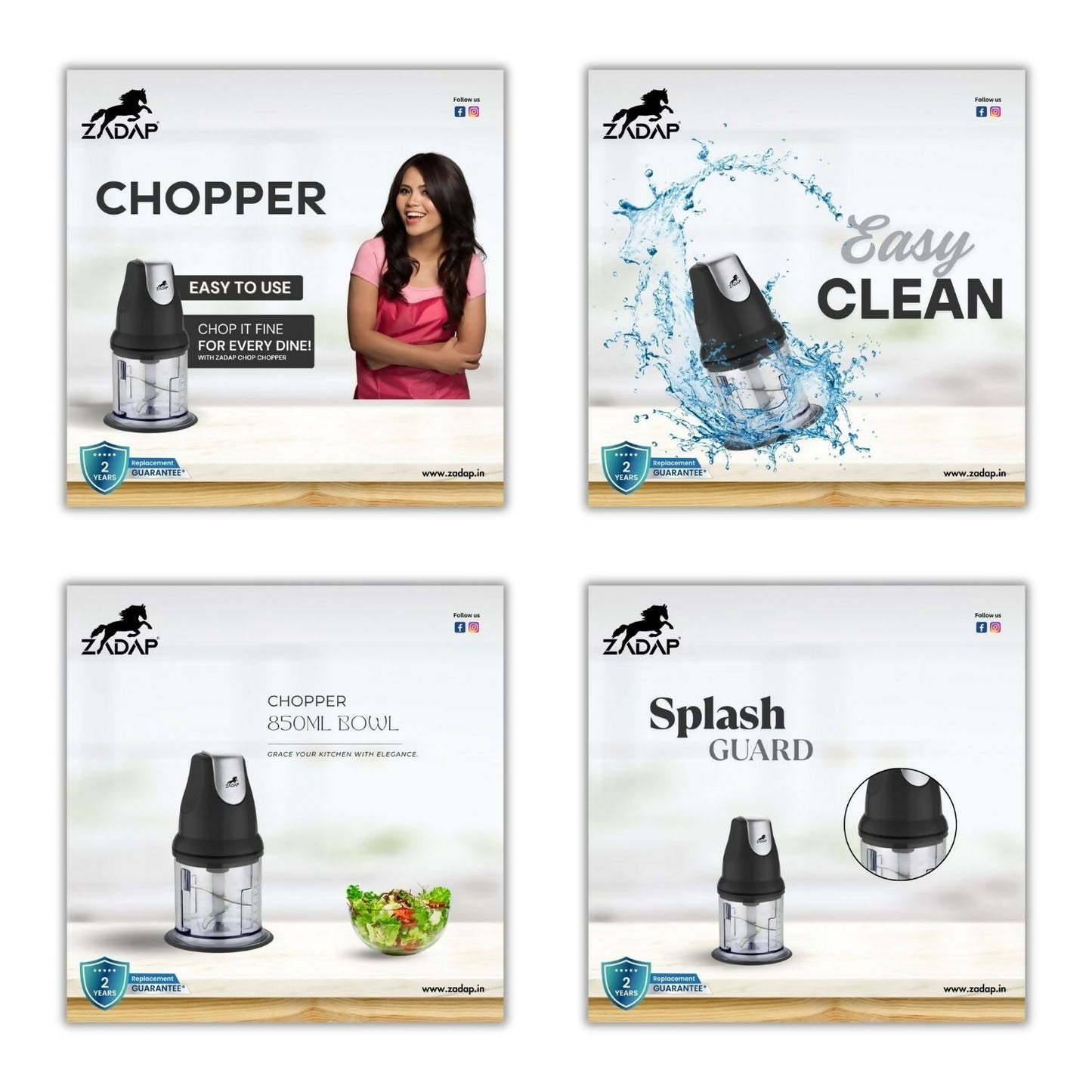 One-touch operation button on ZADAP Electric Food Chopper