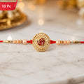 Raksha Bandhan Om Symbol Rakhi - Round Stone Studded Designer for Brother (10pcs)