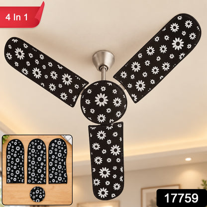 Washable Ceiling Fan Dust Cover Set for Home Blade Protection (4 in 1)