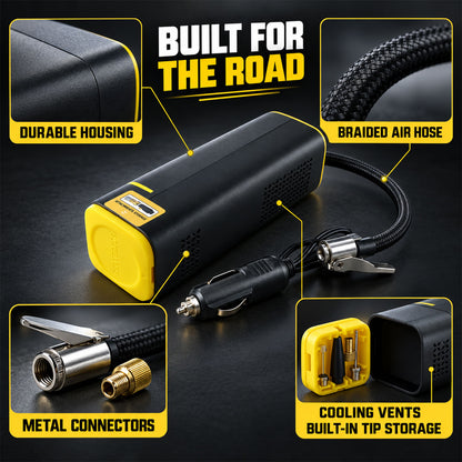 Portable Electric Car Tyre Air Pump with Digital Display and Light (1 Set)