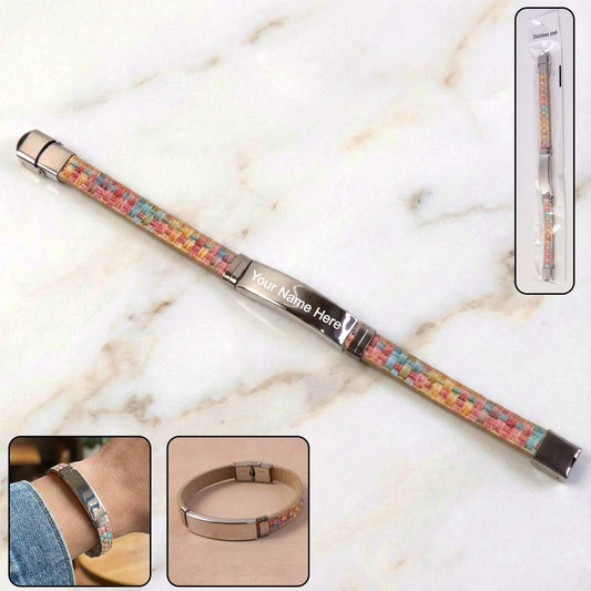 Custom Premium Fancy Wrist Bracelet with Multicolor Woven Design (1 Pc)