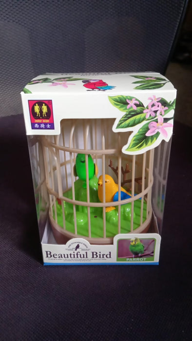 Sound Activated Chirping Bird in Hanging Cage, Beautiful Pinjra Bird Toy (1 Pc / Battery Not Operated)