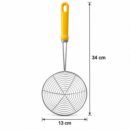Stainless Steel Frying Strainer Spoons with Long Colour Handles (3 Pc)