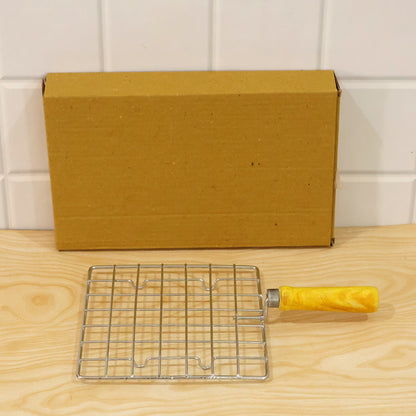 Square Wire Roti and Papad Roaster with Wooden Handle (1 Pc, Big)