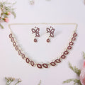 Rosegold AD Studded Necklace – Elegant Polished Jewellery Set