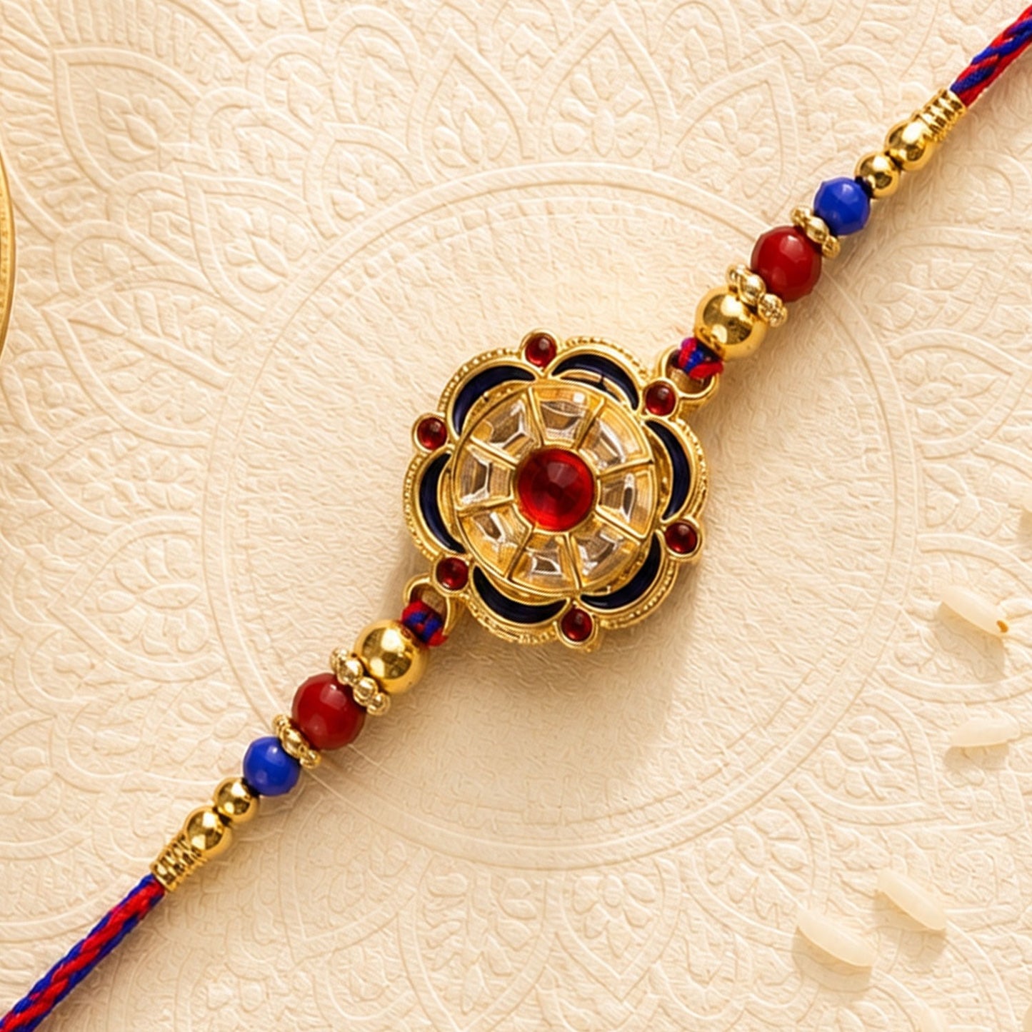 Floral Rakhi – Elegant Beaded Design for Brother’s Festival