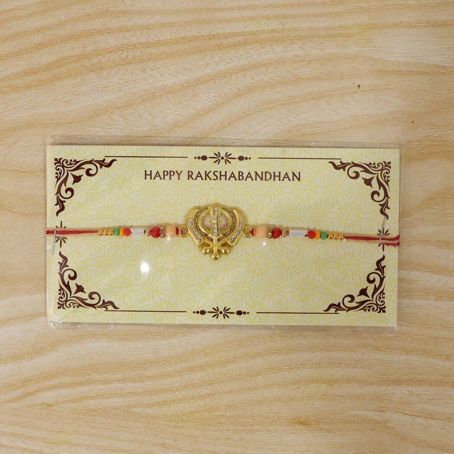 Khanda Rakhi for Brother Multicolor Enamel & Stone Design (10pcs)
