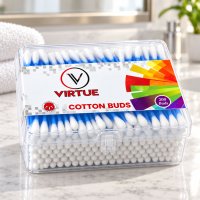 Double-Ended Cotton Buds with Flexible Blue Stems (200 Pc)
