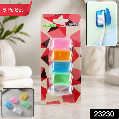 Toothbrush Head Cover Caps Set Travel Protective Hygiene Case (5 Pc Set)