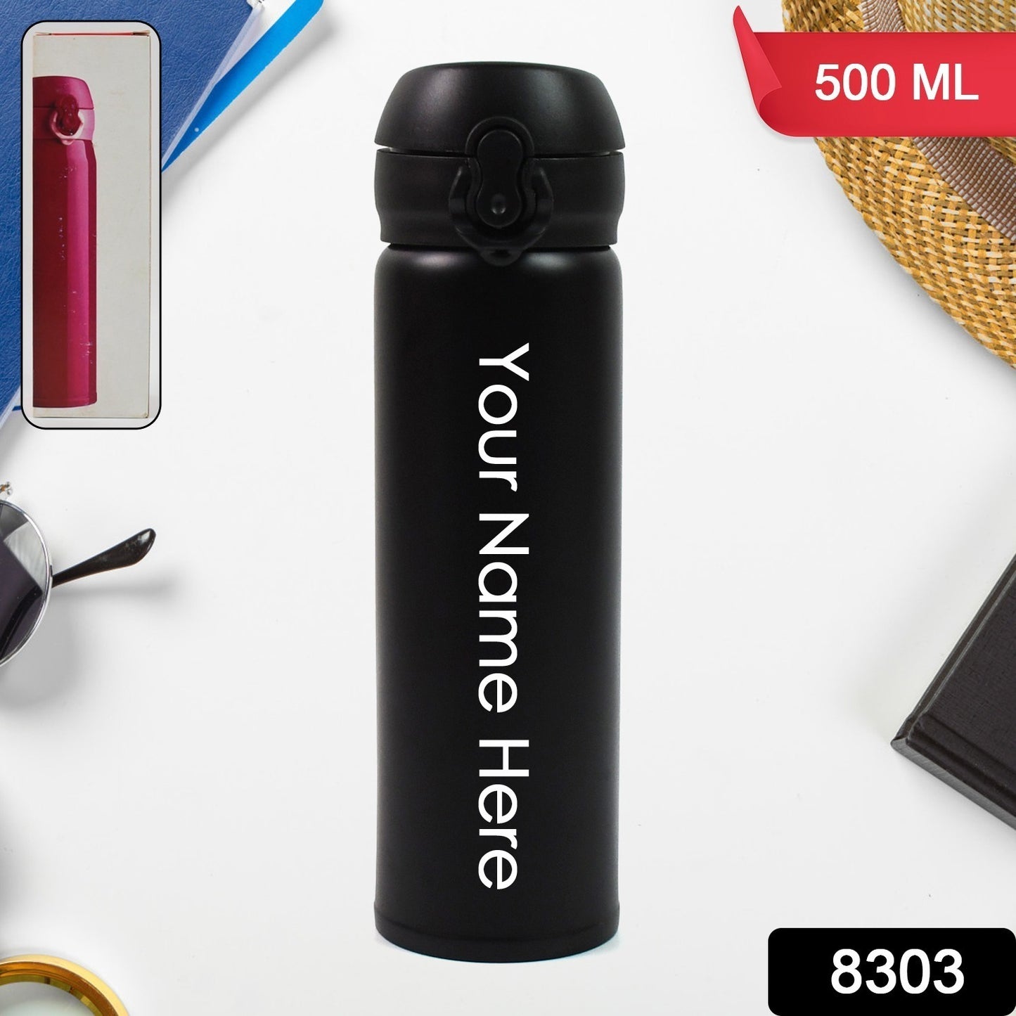 Customized / Personalized Insulated Stainless Steel Bottle (500 ML / Mix Color)