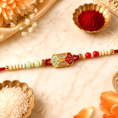 Traditional Rakhi for Brother – Beaded Thread Design