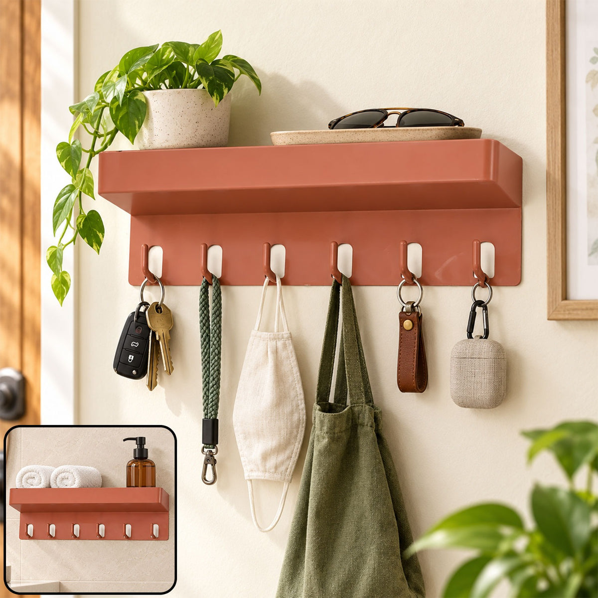 Key Holder Stand – 6 Hooks Multiuse for Home & Bathroom | Bathora