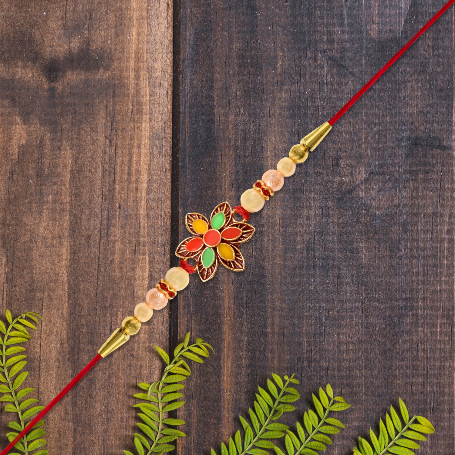 Colorful Floral Bead Rakhi
