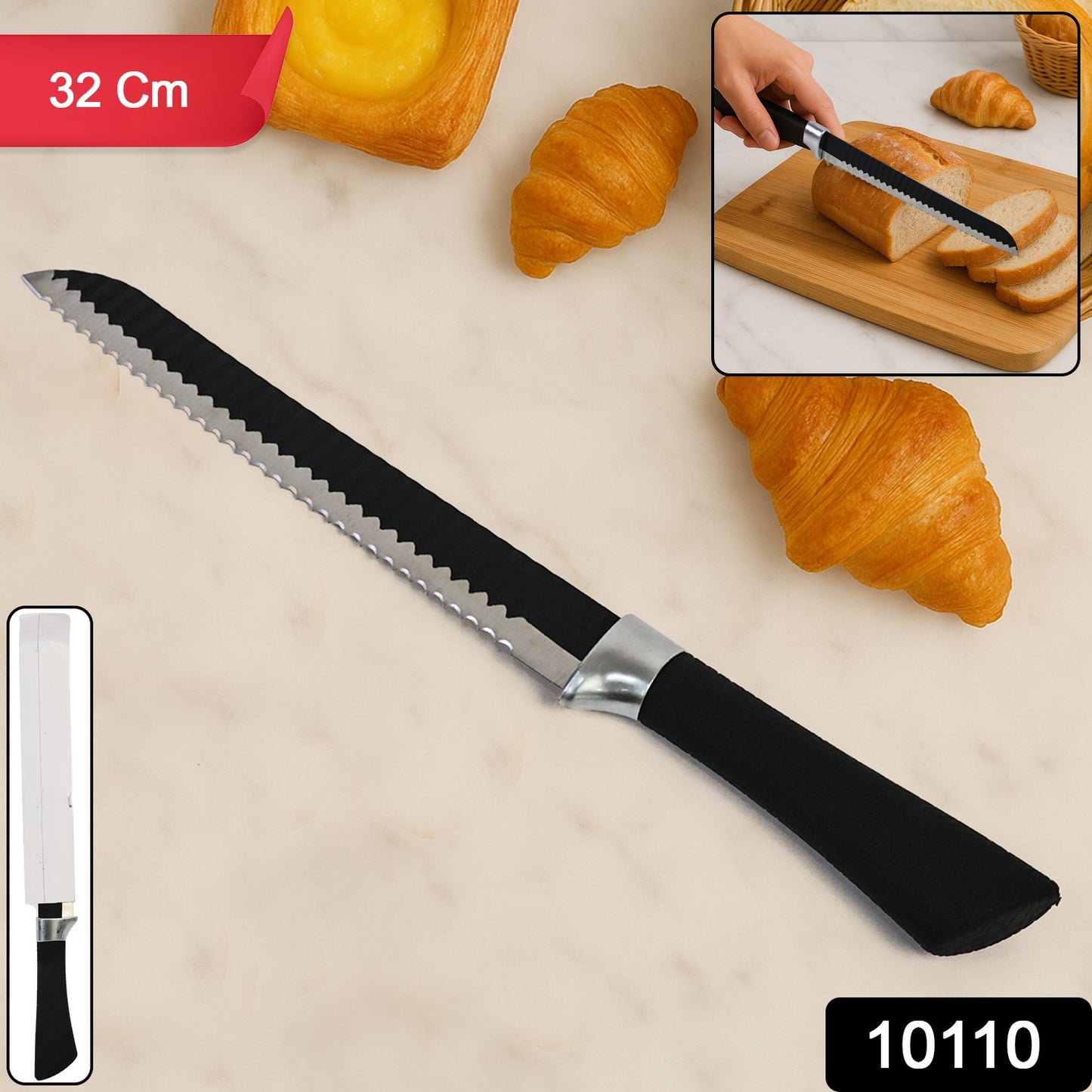 Premium 32 Cm Serrated Bread Knife with Ergonomic Handle