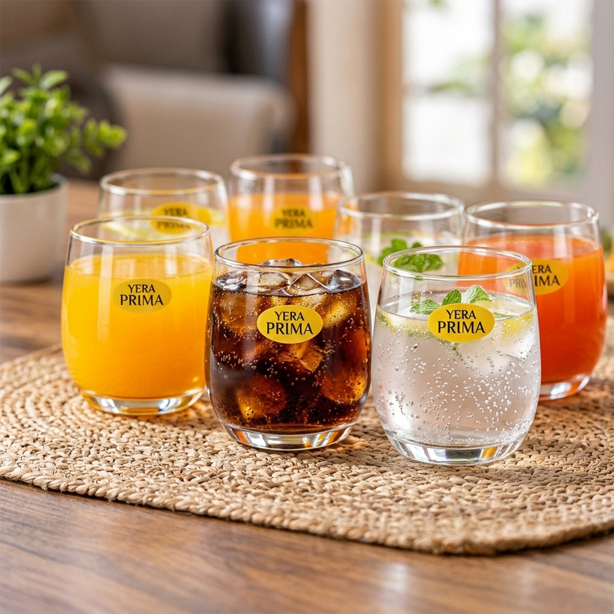 Yera Prima Bonn Clear Glass Tumbler Set for Water, Juice and Drinks (6 Pc)