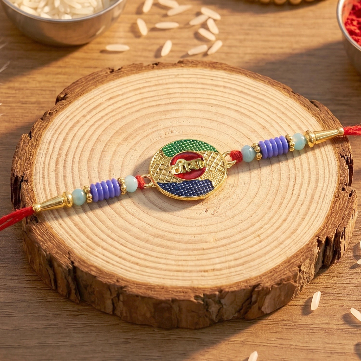 Rakhi Traditional Festive Thread with Decorative Beads (5pcs)