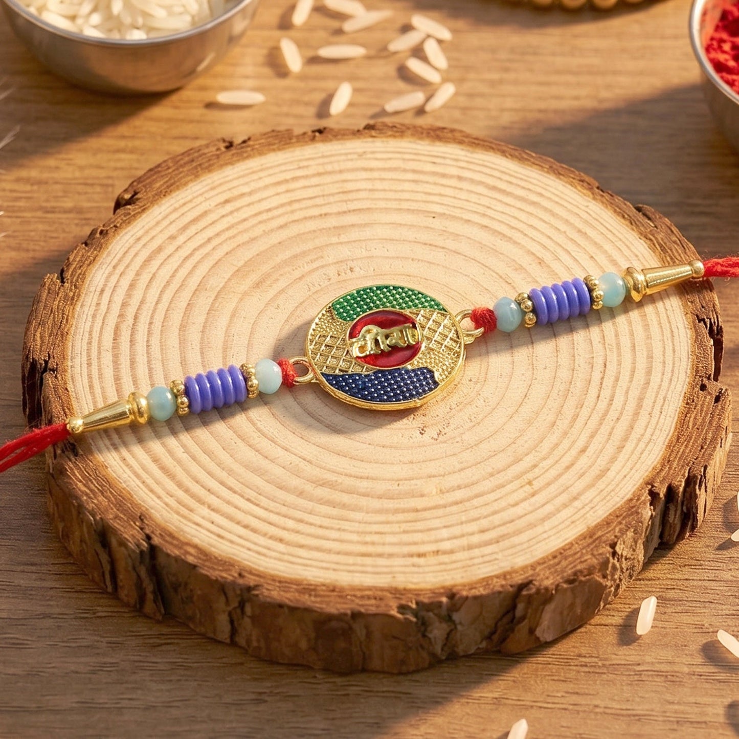 Rakhi Traditional Festive Thread with Decorative Beads (10pcs)