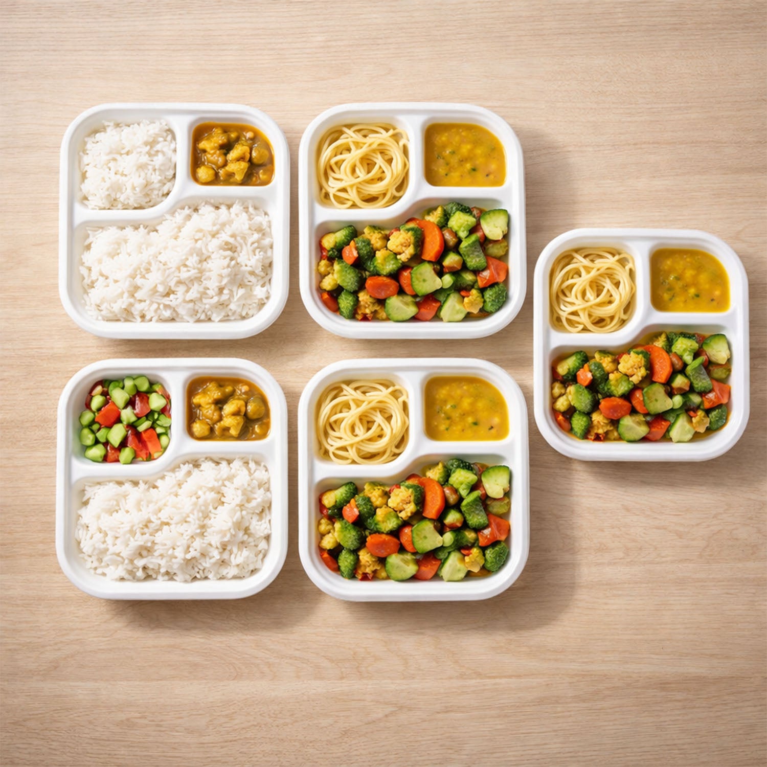 Vegnar Compostable Bagasse 3-Compartment Square Meal Plate