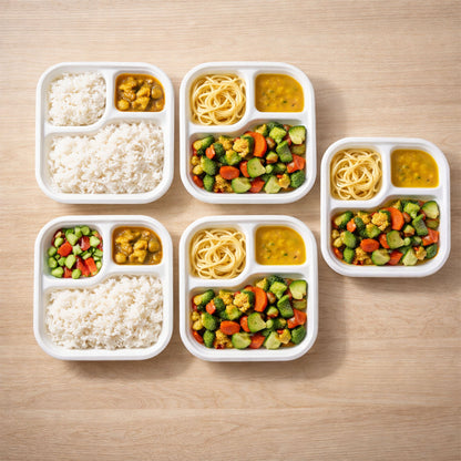 Vegnar Compostable Bagasse 3-Compartment Square Meal Plate