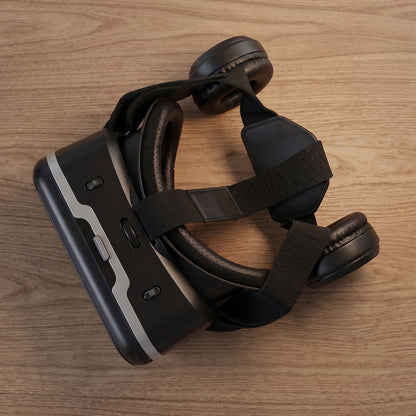 Close-up of VR headset lenses and controls