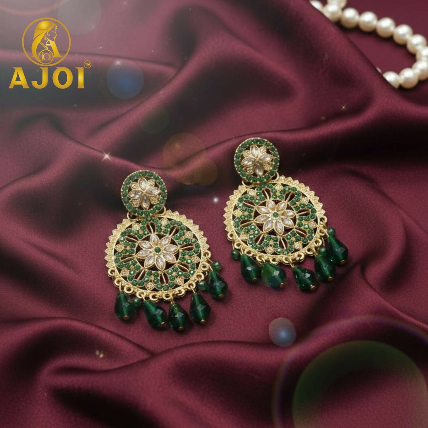 Green Floral Earrings