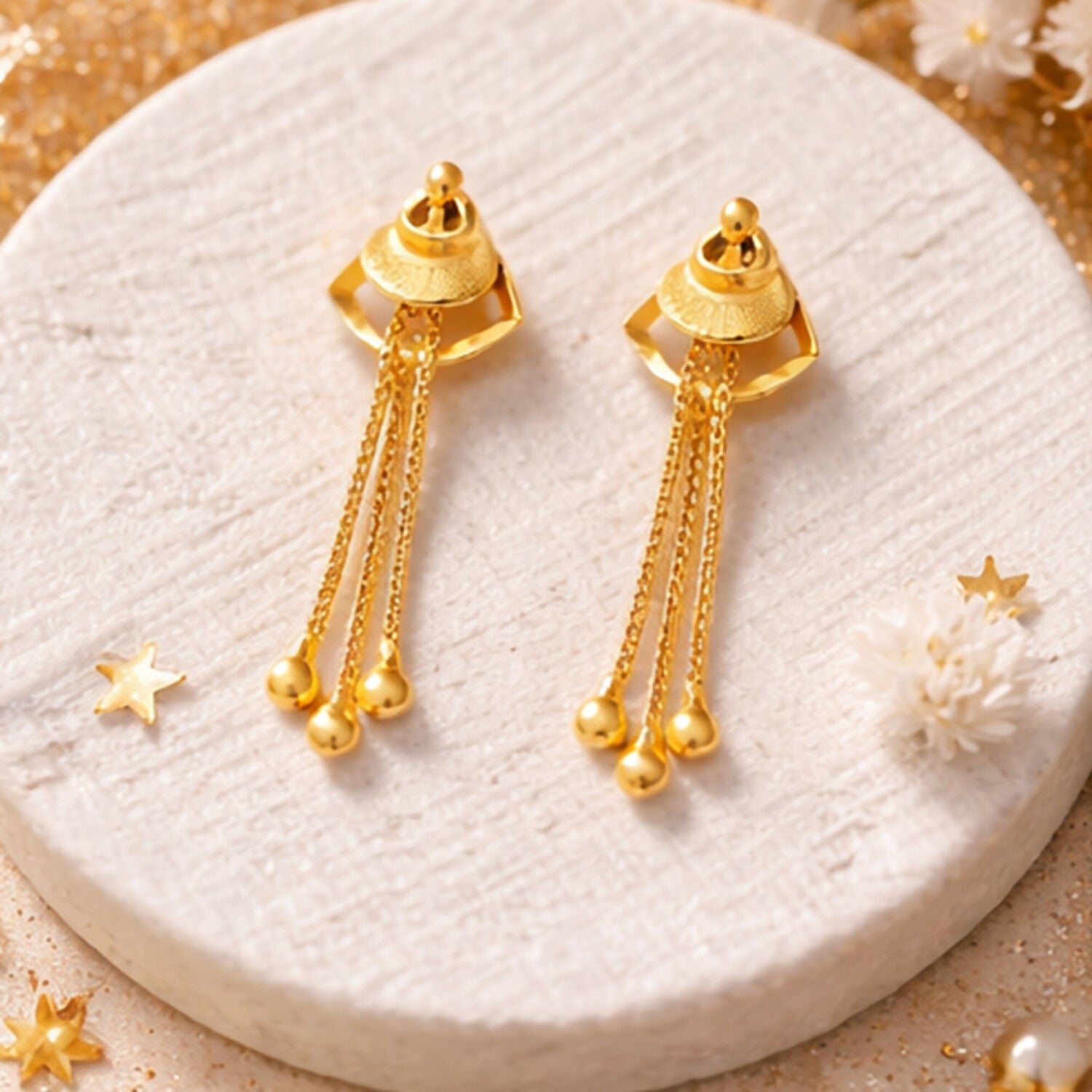 Elegant Golden Drop Earrings for Women & Girls | Lightweight Stylish Party Wear Earrings
