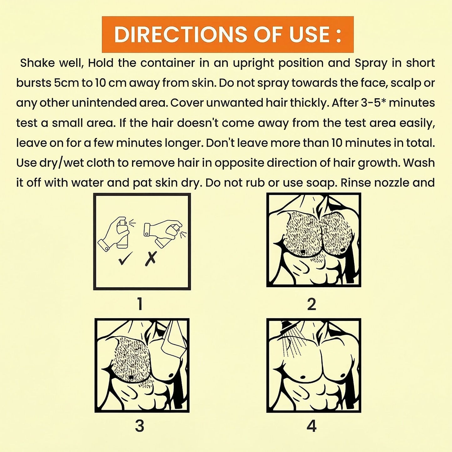 Men Hair Removal Spray with Aloe Extract for Smooth Skin Fast Effective Action (50 Ml)