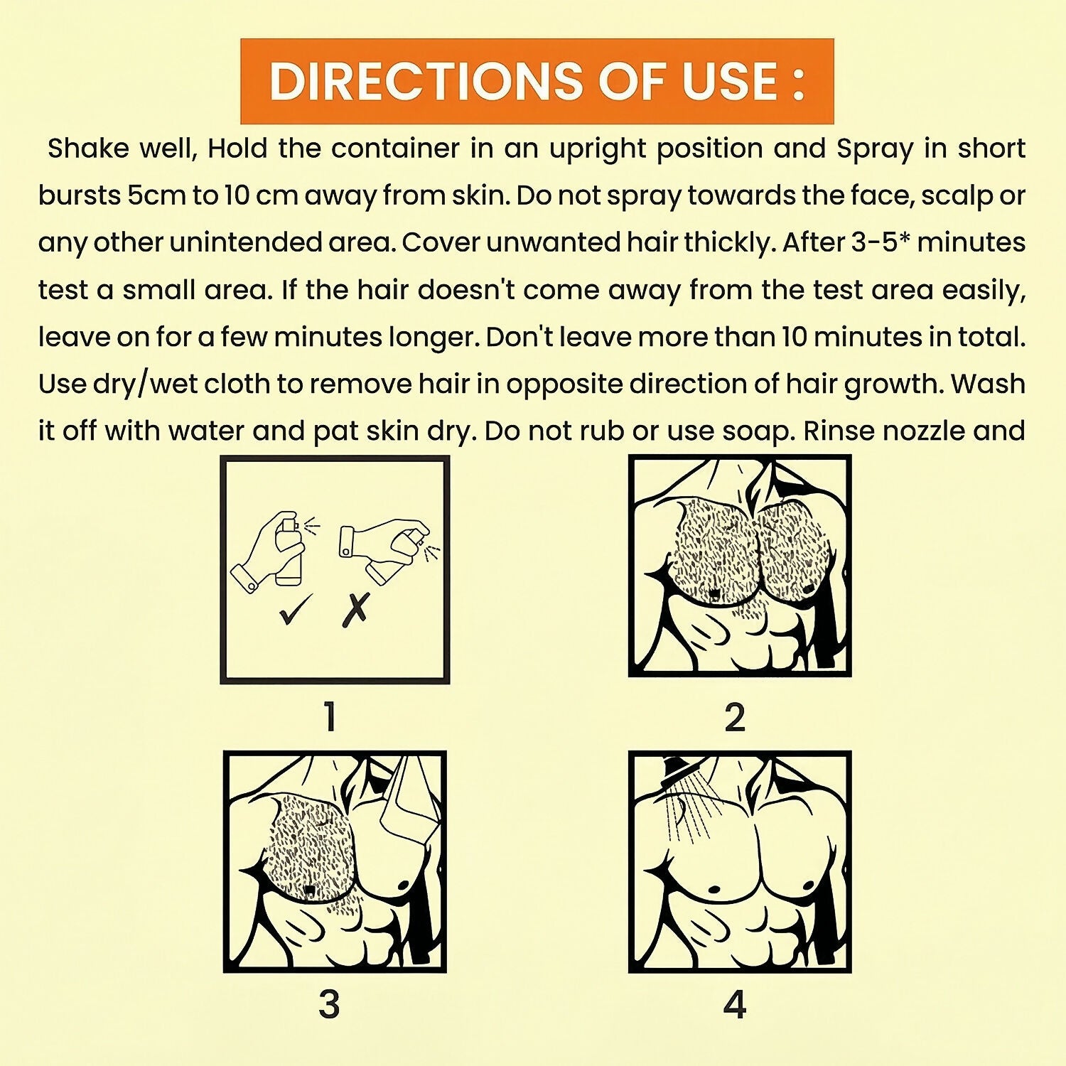 Men Hair Removal Spray with Aloe Extract for Smooth Skin Fast Effective Action (50 Ml)