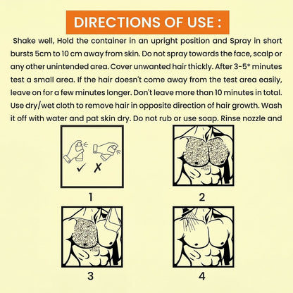 Men Hair Removal Spray with Aloe Extract for Smooth Skin Fast Effective Action (50 Ml)