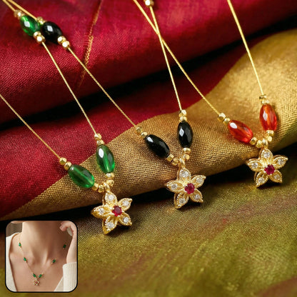 Elegant Multicolor Bead Necklace with Star Flower Pendant