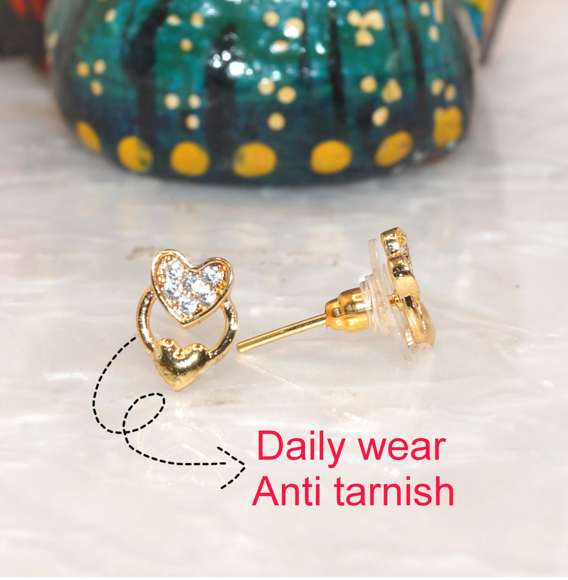 Diamond Heart Dangle Stud Earrings for women & girls