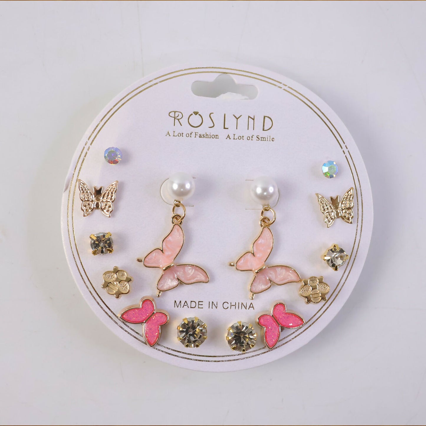 7 Pair Korean Butterfly & Pearl Stud Earrings Set for Women | Trendy Gold Plated Cute Designer Earrings Combo