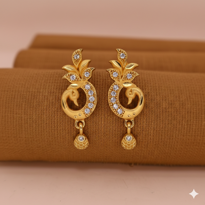 Gold-Plated Peacock Drop Earrings with AD for women and girls
