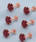 Rose Gold Plated Ruby Red AD Labret Stud Set for women and girls Combo Pack of 6