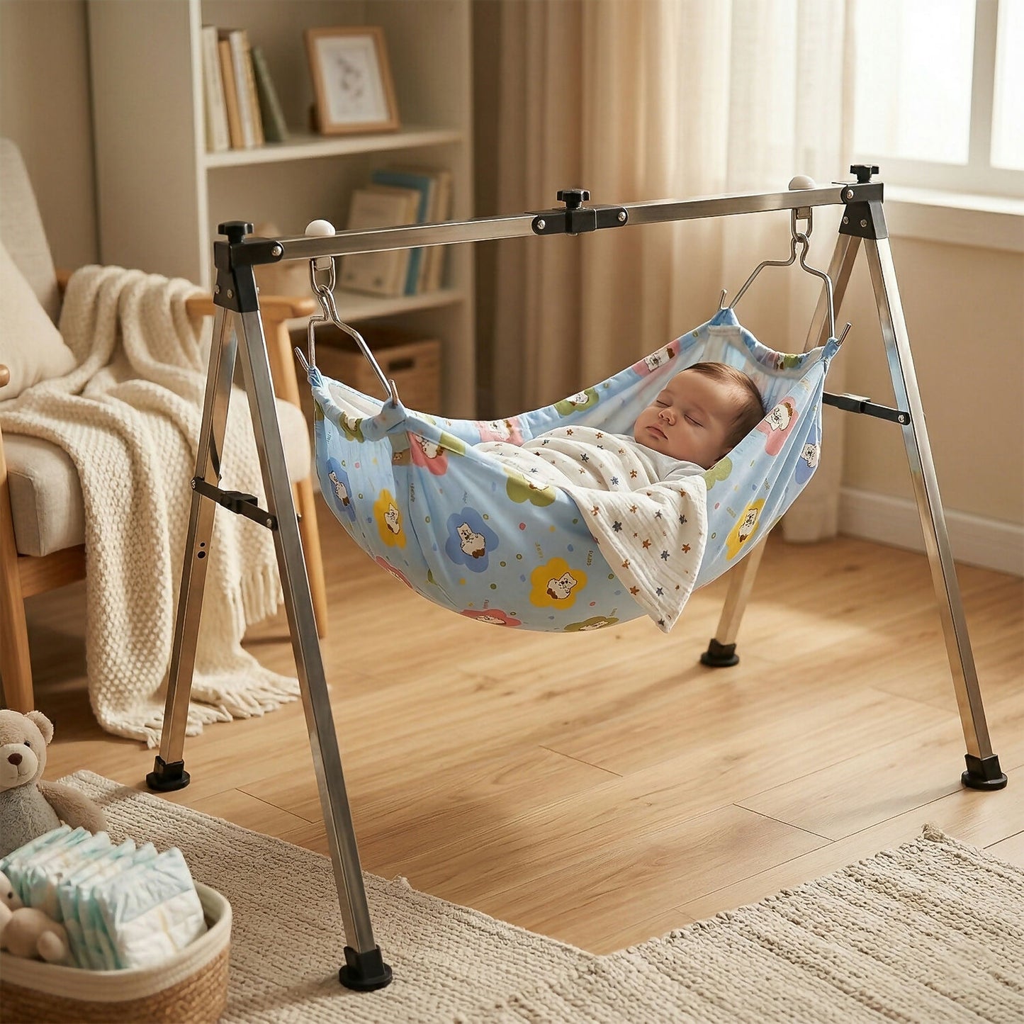 Portable baby hammock cradle ideal for indoor use
