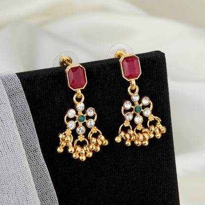 Gold-Plated Black Enamel Lotus Choker Set with Pearl Drops