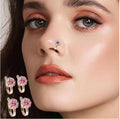 Ruby Floral Clip-On Nose Pin – Rose Gold Plated Non-Piercing Combo