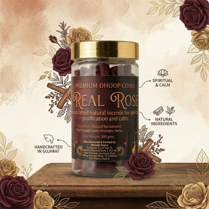 Close-up of Real Rose Premium Dhoop Cones