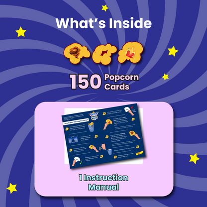 Closeup of popcorn-shaped sight words cards from the Sight Words Game for children
