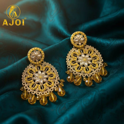 Golden Amber Floral Earrings