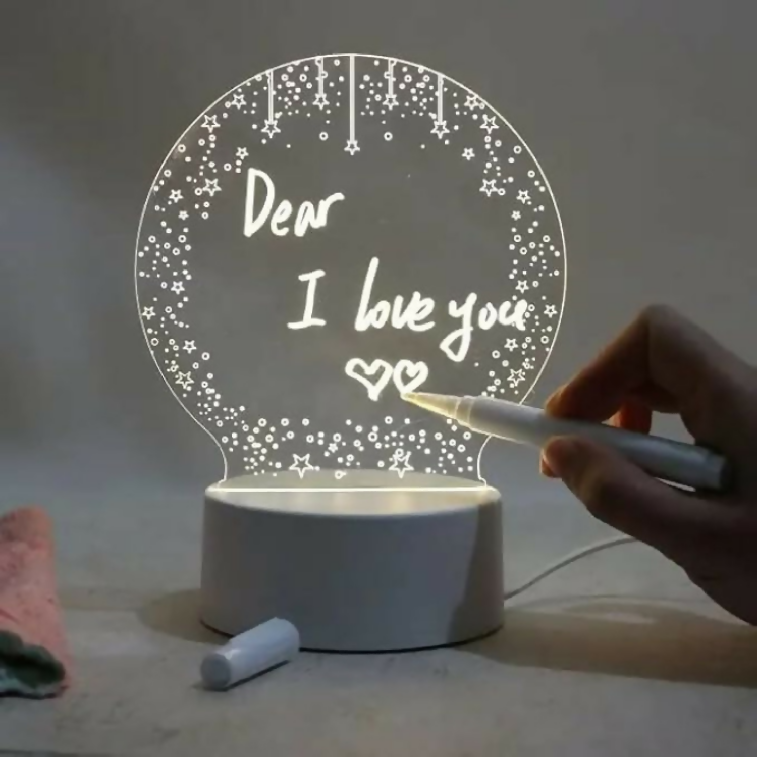 3D Creative Writeable LED Night Lamp with Warm Glow