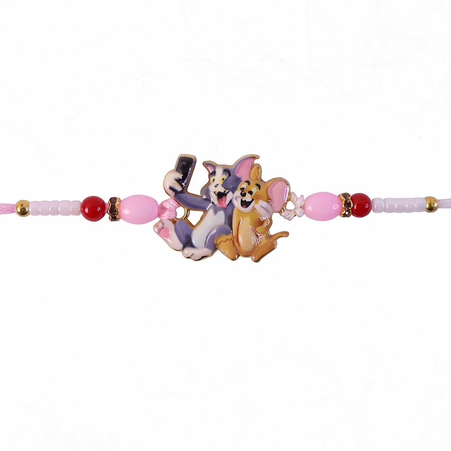 Cute Cartoon Cat and Mouse Selfie Kids Rakhi