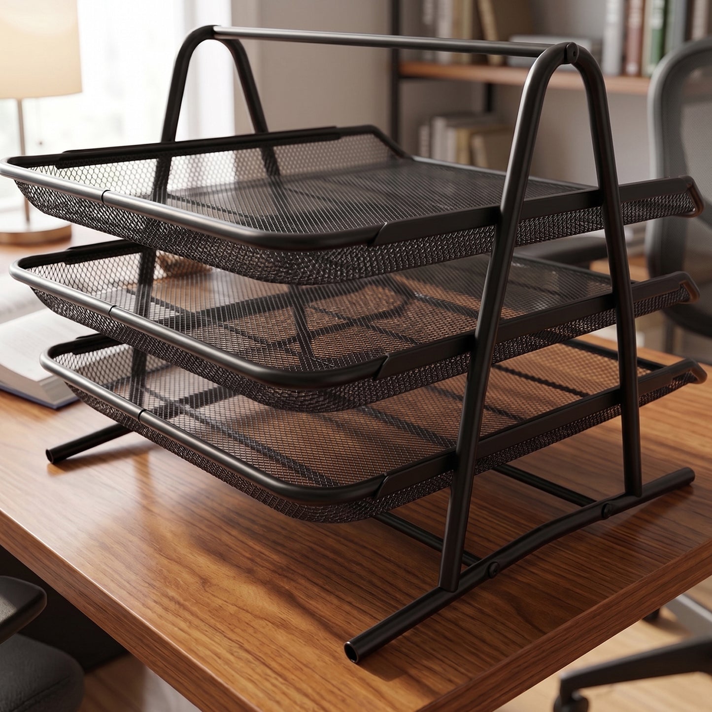 Multi-use metal organizer rack with three levels