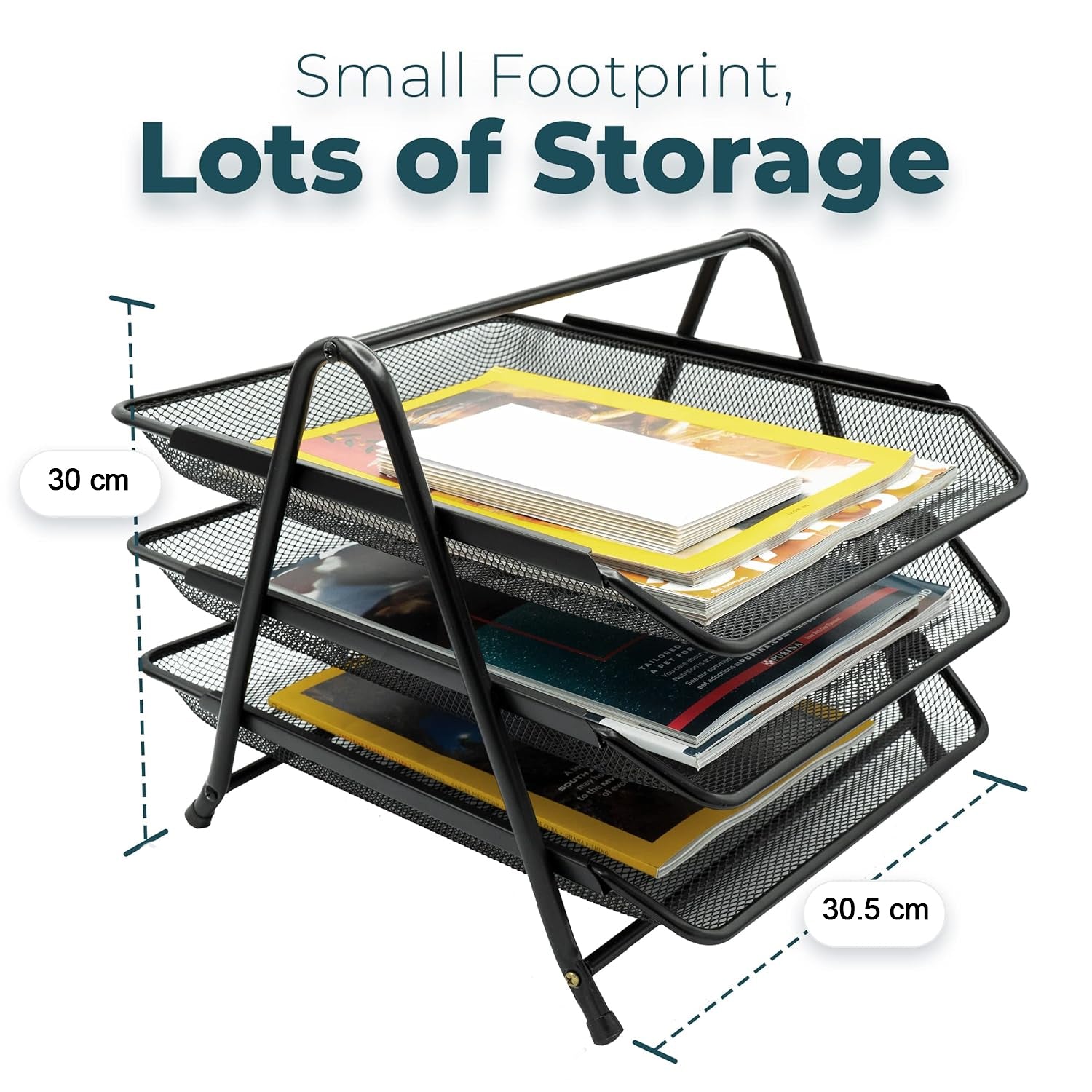 Paper sorting rack in black metal