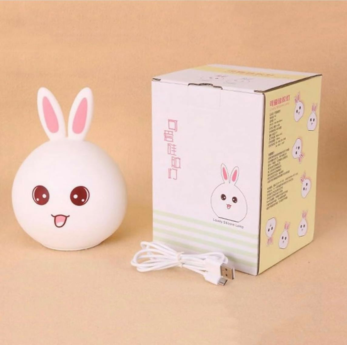 Cute Silicone Bunny Night Lamp – Color Changing LED Bedside Kids Light