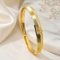 Men's Classic Golden-Plated Laser Diamond-Cut Textured Kada | Solid Slip-On Wrist Bangle - IMITATION JEWELLERY
