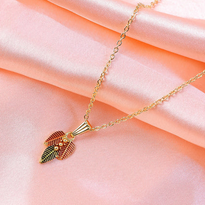 Traditional Leaf Design Pendant Necklace with Chain for Women